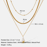 Freshwater Pearl Stainless Steel Pendant Necklace 18K Plated