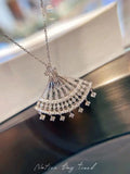 Fan-Shaped Tassel Pendant Necklace with 925 Stamp