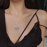 Fan-Shaped Tassel Pendant Necklace with 925 Stamp