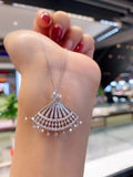 Fan-Shaped Tassel Pendant Necklace with 925 Stamp