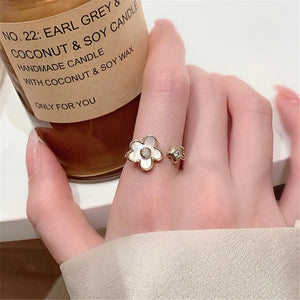 Mother-Of-Pearl Butterfly Flower Ring High-End Sense Female Adjustable Ring