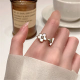 Mother-Of-Pearl Butterfly Flower Ring High-End Sense Female Adjustable Ring