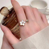 Mother-Of-Pearl Butterfly Flower Ring High-End Sense Female Adjustable Ring