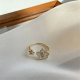 Mother-Of-Pearl Butterfly Flower Ring High-End Sense Female Adjustable Ring
