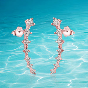 925 Sterling Silver Zircon Stud Earrings Rose Jewelry