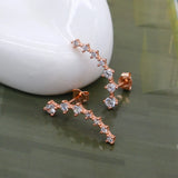 925 Sterling Silver Zircon Stud Earrings Rose Jewelry