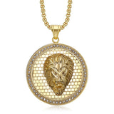 Plaid Lion Head Plate Domineering Necklace For Men