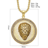 Plaid Lion Head Plate Domineering Necklace For Men