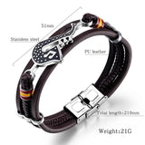 Music Note Saxophone Leather Bracelet Men