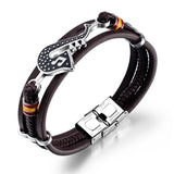 Music Note Saxophone Leather Bracelet Men