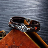 Music Note Saxophone Leather Bracelet Men