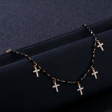 Zirconia Crystal Cross Charms Bracelet Silvery Tassel Jewelry