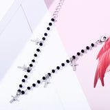 Zirconia Crystal Cross Charms Bracelet Silvery Tassel Jewelry