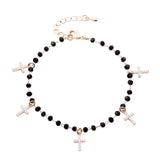 Zirconia Crystal Cross Charms Bracelet Silvery Tassel Jewelry