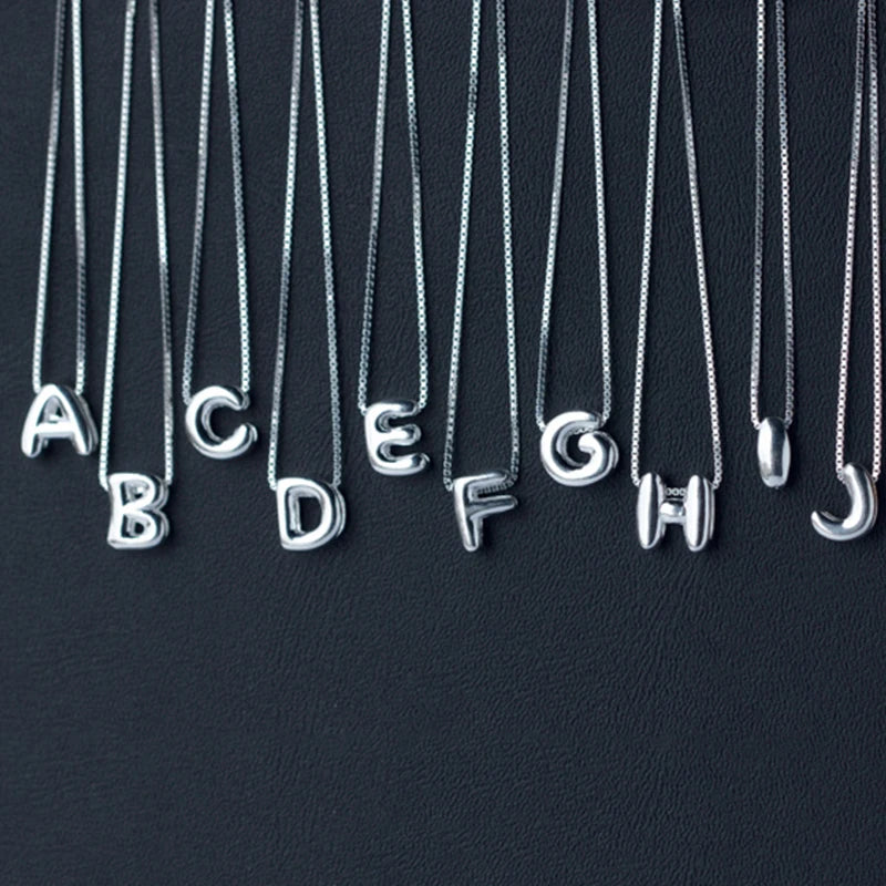925 Silver Initial Letter Name Necklace Choker A-Z