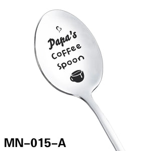 Personalized Carved Stainless Steel Spoon - Family Coffee Spoon