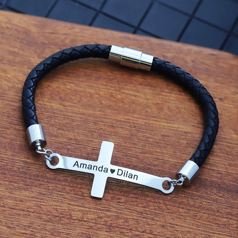 Custom Carved Name Bracelet Personalized Gift for Valentine's Day