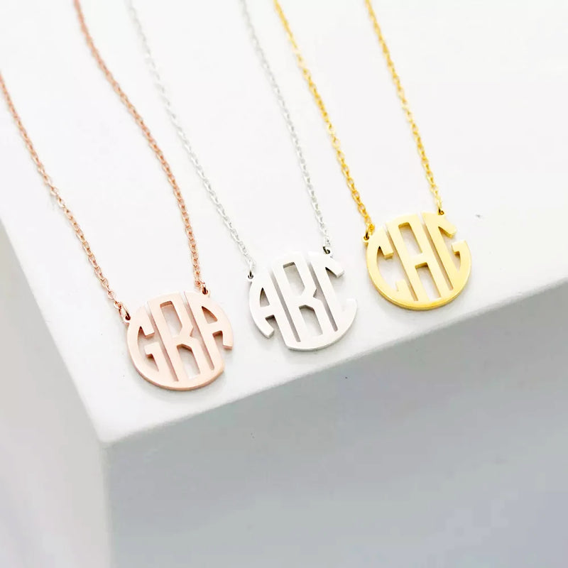 Custom Monogram Necklace Personalized Initial Pendant for Women
