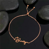 Personalized Name Bracelet for Women Stainless Steel Adjustable Box Chain