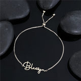Personalized Name Bracelet for Women Stainless Steel Adjustable Box Chain