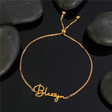 Personalized Name Bracelet for Women Stainless Steel Adjustable Box Chain