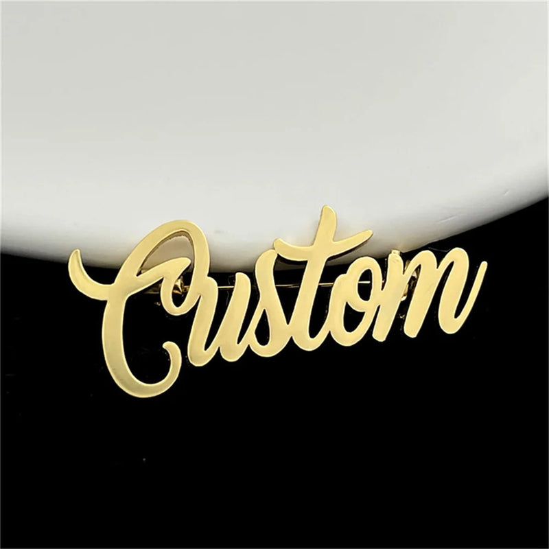 Personalized Name Nameplate Lapel Brooch Stainless Steel Charm Jewelry