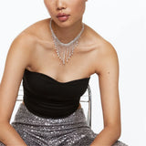 Vintage Rhinestone Tassel Necklace for Women