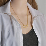 Personalized Hearts NK Chain Necklace Stainless Steel Customed Nameplat
