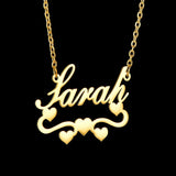 Personalized Hearts NK Chain Necklace Stainless Steel Customed Nameplat