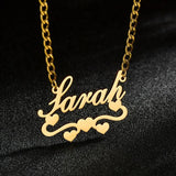 Personalized Hearts NK Chain Necklace Stainless Steel Customed Nameplat