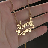 Personalized Hearts NK Chain Necklace Stainless Steel Customed Nameplat