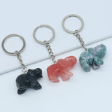 Natural Stone Elephant Pendant Keychain Unisex Jewelry