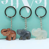 Natural Stone Elephant Pendant Keychain Unisex Jewelry