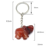Natural Stone Elephant Pendant Keychain Unisex Jewelry