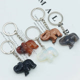 Natural Stone Elephant Pendant Keychain Unisex Jewelry