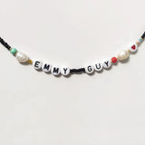 Personalized Name Necklace Black Rice Beads Natural Pearl Mix and Match Jewelry