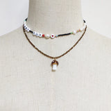 Personalized Name Necklace Black Rice Beads Natural Pearl Mix and Match Jewelry
