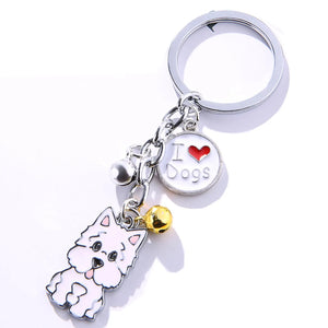 Maltese Dog Pet Memorial Keychain Enamel Keyring Bag Jewelry