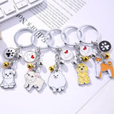 Maltese Dog Pet Memorial Keychain Enamel Keyring Bag Jewelry