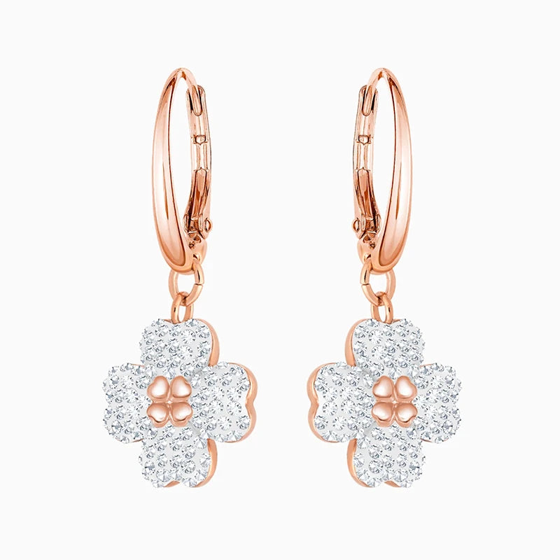 Rose Flower Crystal Earrings Romantic Gift