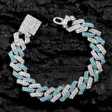 Pink Iced Out Crystal Prong Cuban Link Chain Bracelet for Women