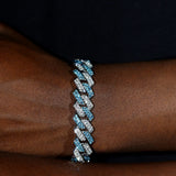 Pink Iced Out Crystal Prong Cuban Link Chain Bracelet for Women