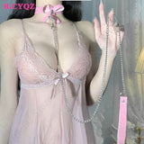 Pink Bow Collar Choker Bell Necklace Women Sweet Princess Jewelry