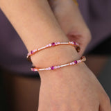Pink Cubic Zirconia Cuff Bangle for Women