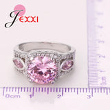 Pink CZ Rings 925 Sterling Silver Wedding Engagement Jewelry