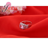 Pink CZ Rings 925 Sterling Silver Wedding Engagement Jewelry