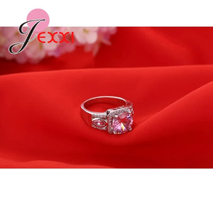 Pink CZ Rings 925 Sterling Silver Wedding Engagement Jewelry