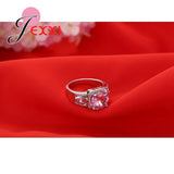 Pink CZ Rings 925 Sterling Silver Wedding Engagement Jewelry