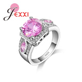 Pink CZ Rings 925 Sterling Silver Wedding Engagement Jewelry