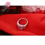 Pink CZ Rings 925 Sterling Silver Wedding Engagement Jewelry